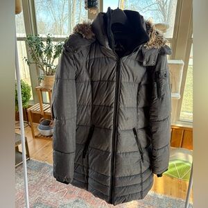 HFX Women’s Black Puffer Coat with Fur Hood
